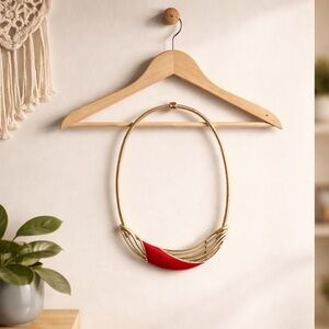 🛍️ Red gold cut out choker necklace jewelry